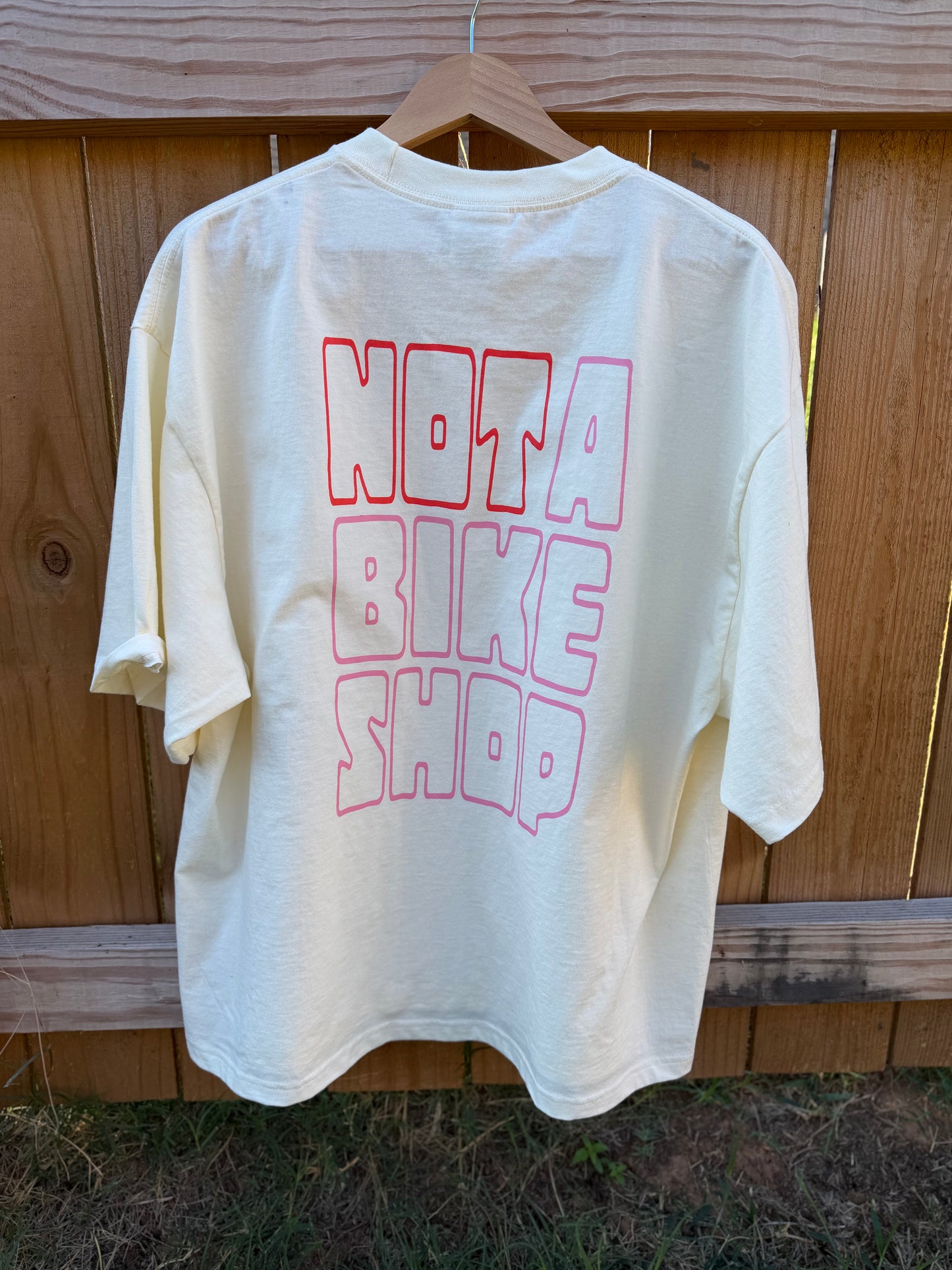 Easy Peasy “Not a Bike Shop” Crop Tee — Cream
